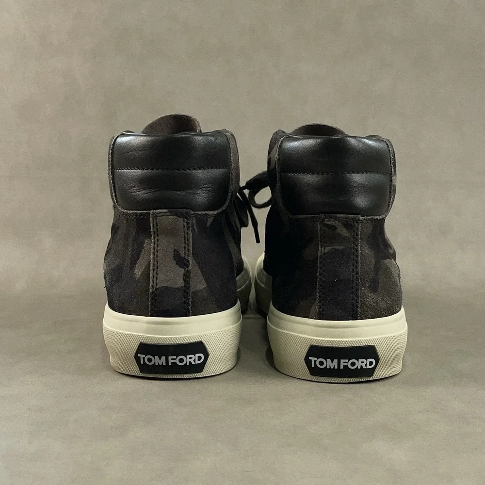 Tom Ford Camo Cambridge Hi Taupe Black Camouflage‎ Sneakers Men's Size 8.5